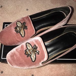 Pink suede flats